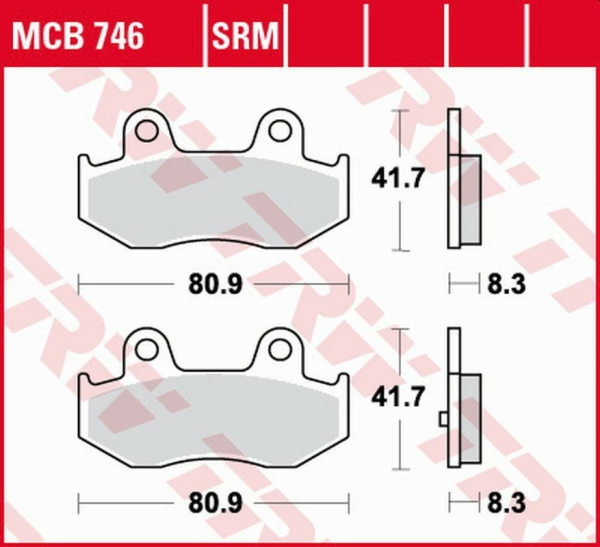 Placute frana fata/spate TRW Organice KAWASAKI SC 250 EPSILON '02/SUZUKI AN 400 BURGMAN '03 -06/ITALJET JACK 125 '07