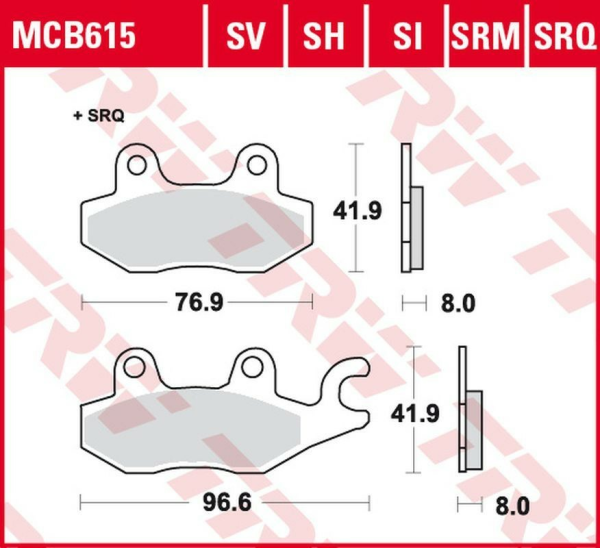 Placute frana spate TRW Sinterizate TRACK CAGIVA CANYON 900 '97 -'00/ELEPHANT 900 '90 -'93/NAVIGATOR 1000 '00 -'05/KAWASAKI EX 250 '07 -'14/EX 300 '13 -'17/VERSYS 300 '17 -/Z 300 '15 -'17/NINJA 400 '18 -/SUZUKI DR 800 BIG '91 -'96