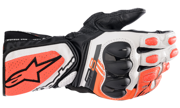 Manusi Alpinestars SP-8 V3 Black/White/Fluorescent Red-4