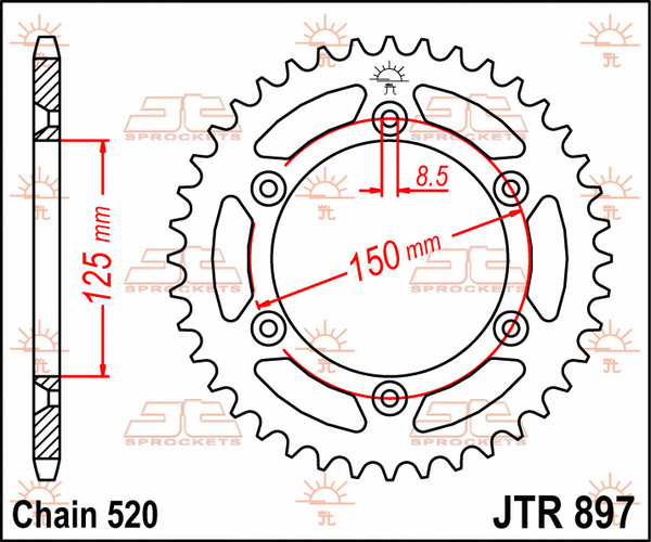 JT SPROCKETS Rear Sprocket Black -0