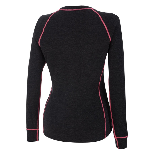 Bluza Dama Snowmobil AMOQ 100% Merino Base-Layer Gray/Pink-1