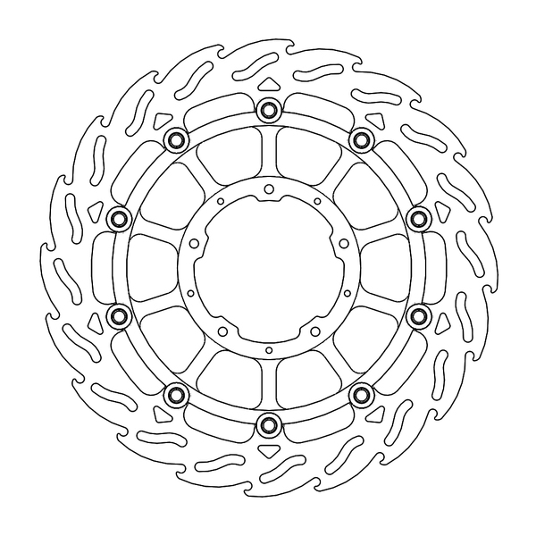 Flame Series Floating Rotor Black, Silver, Stainless Steel