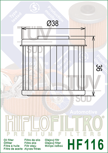 Filtru ulei HONDA CRF150-450 Hiflofiltro HF116-0