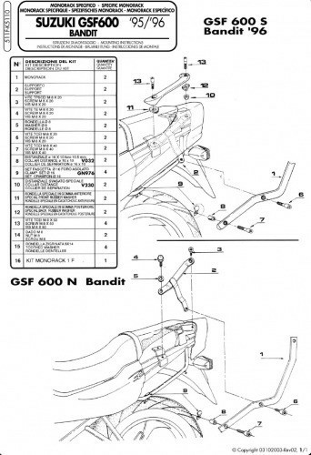 Cadru Principal Kappa SUZUKI GSF 600 BANDIT / S '96-'99/GSF 1200 BANDIT '96-'99