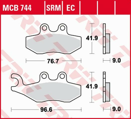 Placute frana fata TRW Organice APRILIA SPORTCITY 50/125 '05-'13/PEUGEOT CITYSTAR 50 '14-/PIAGGIO FLY 50 '05-'12/VESPA GTS 125 '03-'16