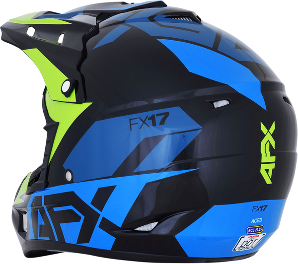 Casca AFX FX-17 Aced Black/Blue/Fluorescent Green-3