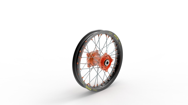 Elite Mx-en Wheel, Silver Spokes Black, Orange