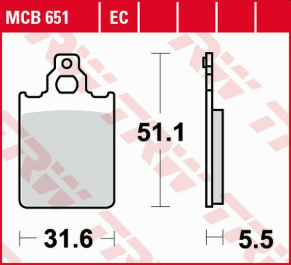 Placute frana fata TRW Organice CAGIVA BLUES / PRIMA / SUPER CITY 50 '93 -'95/PIAGGIO QUARTZ 50 '92 -'96/ SKR 125/150 SKIPPER '94 -'97/ VESPA PX 150 '98 -/ PX 200 '98 -'07