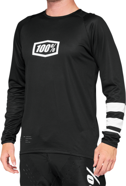 Tricou MTB 100% R-Core Black/White-1