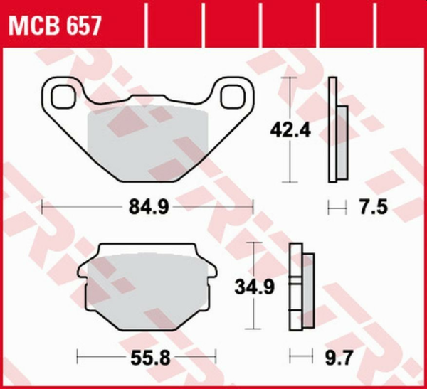 Placute frana spate TRW Organice APRILIA SX 125 '08 -'14/ GILERA EGALET 50 '95 -'99/MUZ BAGHIRA / MASTIFF 660 '97 -'07/SUPERMOTO 660 '06 -'08/SACHS 50/125 '95 '-'02/ ROADSTER 650 '00 -'02