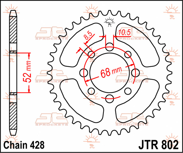 JT SPROCKETS Rear Sprocket Natural -0