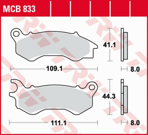 Placute frana fata TRW Organice HONDA NSC 50/110 '12 -/PCX 125/150 '10 -/KYMCO PEOPLE 125 '16 -/PEUGEOT DJANGO 50/125/150 '14 -