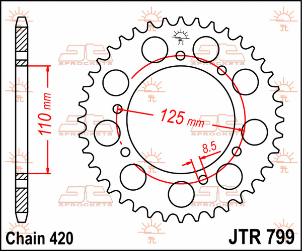 JT SPROCKETS Rear Sprocket Natural -0