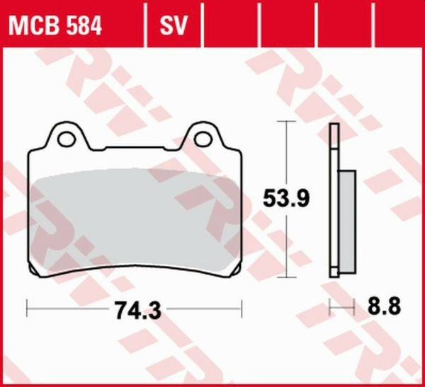 Placute frana fata TRW Organice YAMAHA FZR 750/1000 GENESIS '86 -'88/TRX 850 '96 -'99/FJ 1200 '91 -'95/XJR 1200 '96 -'98/XVZ 1300 ROYAL STAR '96 - '01/XVZ 1300 VENTURE ROYAL '86 -'92