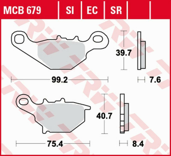 Placute frana fata TRW Sinterizate OFFROAD KAWASAKI KLX 125 '03 -'06/KMX 125 '99 -'03/SUZUKI TR 50 '97 -'00/UG 110 '98 -'02/ AN 125 '95 -'00/DR-Z 125 '04 -'12/UC 125 EPICURO '99 -'02