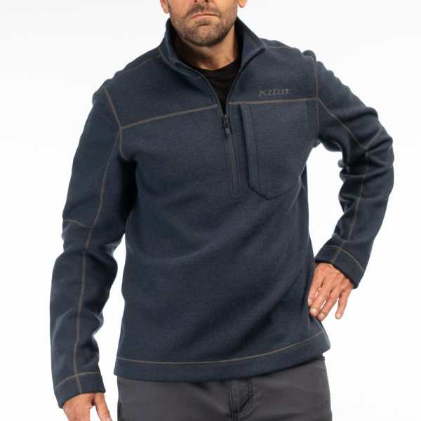 Pulover Snowmobil Klim Bighorn Canyon Wool Fleece 1/4 Zip Mid Layer Black Heather-10