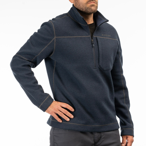 Pulover Snowmobil Klim Bighorn Canyon Wool Fleece 1/4 Zip Mid Layer Black Heather-7