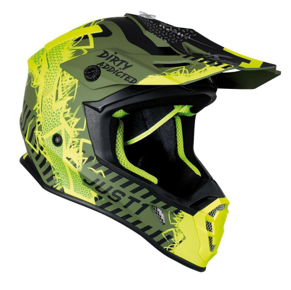 Casca JUST1 J38 Mask Fluo Yellow/Black/Army Green-2