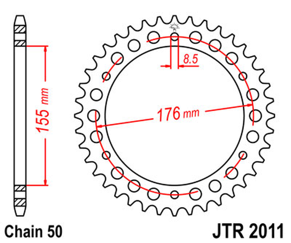 JT SPROCKETS Rear Sprocket Natural -0