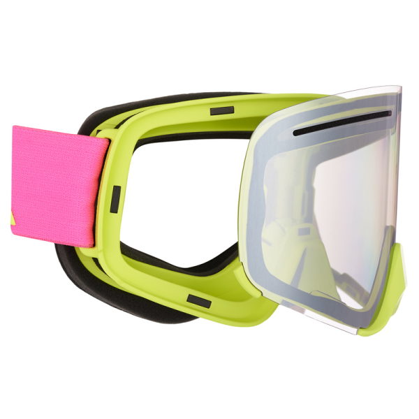 Ochelari Snowmobil AMOQ Vision Vent + lentila magnetica Pink-Hi-Vis - Silver Mirror-0