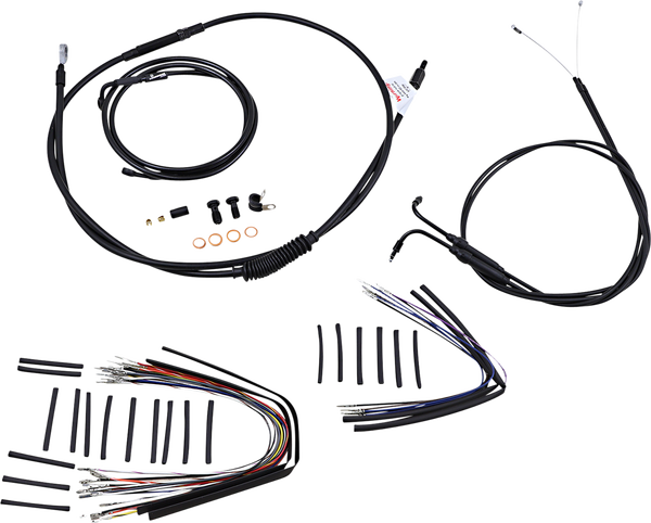 Complete Black Vinyl Handlebar Cable/line Kit For Ape Hanger Handlebars Black