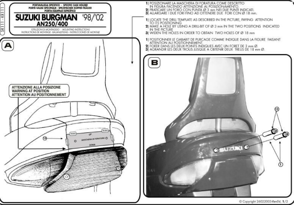 Cadru Principal Kappa SUZUKI BURGMAN 250/400 '98-'02