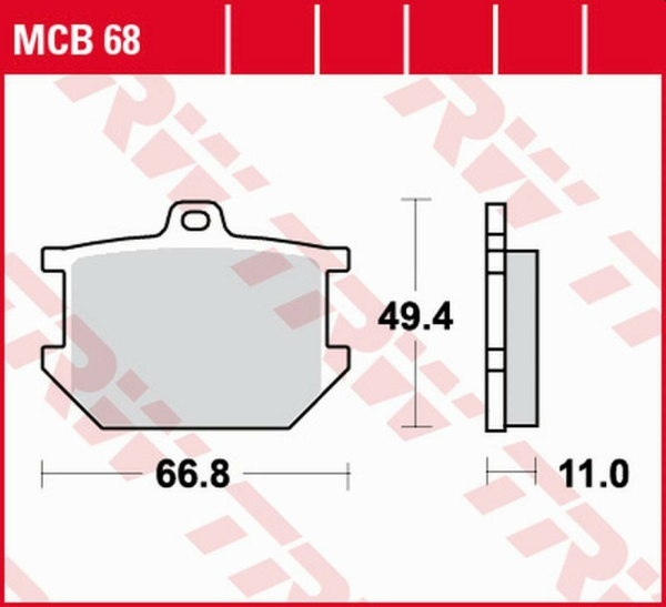 Placute frana fata/spate TRW Organice YAMAHA XS 250 '77 -'80/ XS 400 '77 -'82/ SR 500 '78 -'87/ XJ 650 '80 -'82/XS 650/750 '79 -'83/ XS 850 '80 -'82/ XV 1000 '81 -'84/ XS 1100 '78 -'82