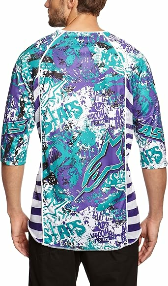 Tricou Alpinestars Gravity 3/4 Sleeve Purple/Green/White-0