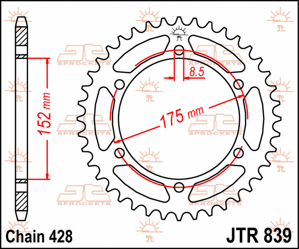 JT SPROCKETS Rear Sprocket Natural -0