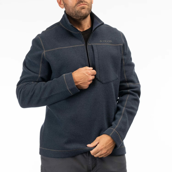 Pulover Snowmobil Klim Bighorn Canyon Wool Fleece 1/4 Zip Mid Layer Black Heather-8