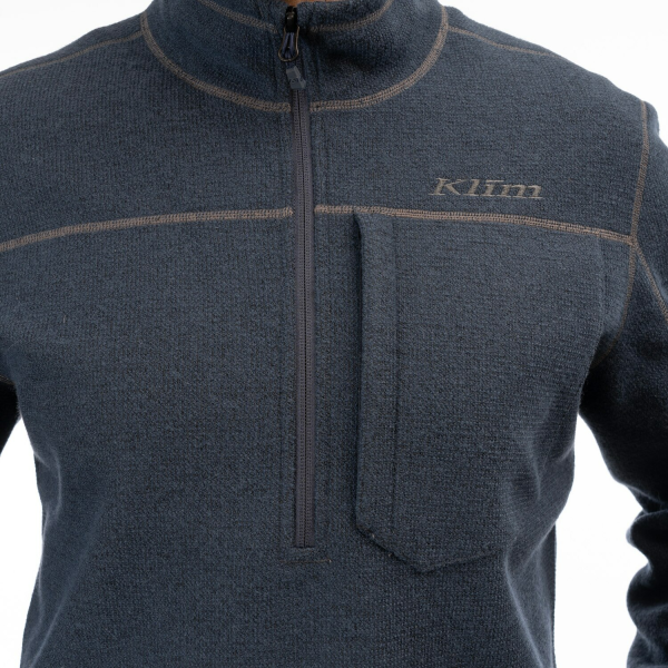 Pulover Snowmobil Klim Bighorn Canyon Wool Fleece 1/4 Zip Mid Layer Black Heather-6