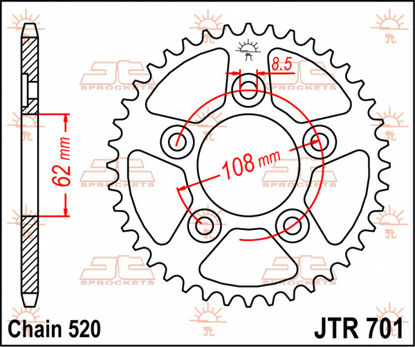 JT SPROCKETS Rear Sprocket Natural -0