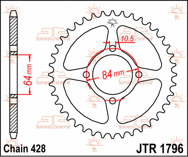 JT SPROCKETS Rear Sprocket Natural -0