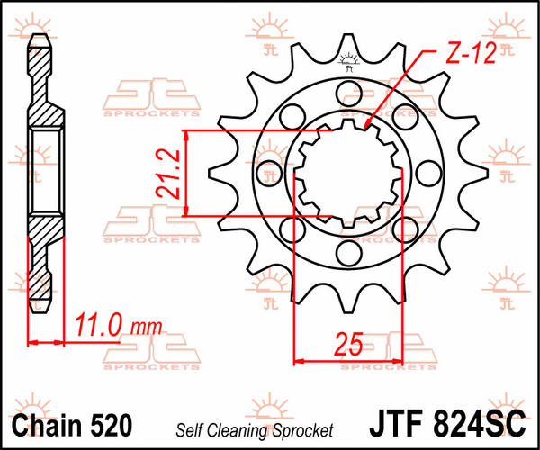 JT SPROCKETS Mx Self-cleaning, Lightweight Front Sprocket Natural 