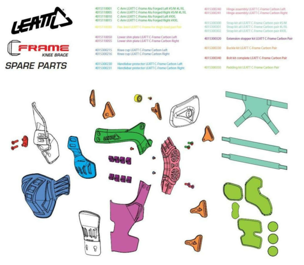 Kit de catarame genunchiere Leatt Carbon C-Frame/Pro Carbon