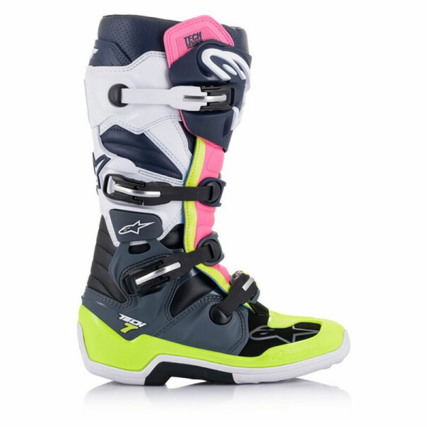 Cizme Alpinestars Tech 7 Black/Blue/Pink/White/Yellow-3