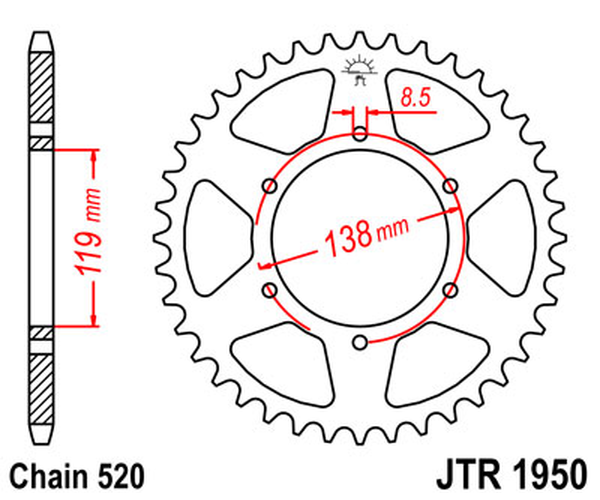 JT SPROCKETS Rear Sprocket Natural -0