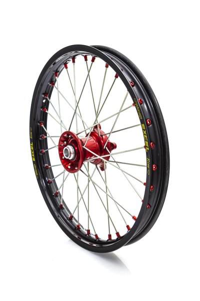 Elite Mx-en Wheel, Silver Spokes Black, Silver, Red Hub