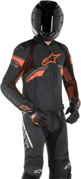 Geaca De Piele GP Plus R V3 Rideknit Black/Red Fluo-0