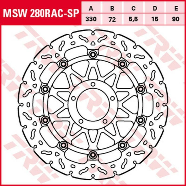 Disc frana fata TRW DUCATI EVO CORSE 848 '12 -'13/ DESMODEDICI 1000 '07 -'09/V4 1000/1100 PANIGALE '18 -/STREETFIGHTER S 1100 '09 -'13/PANIGALE 1199 '12 -'17/MONSTER 1200 '14 -/MULTISTRADA 1200 '16 -'17