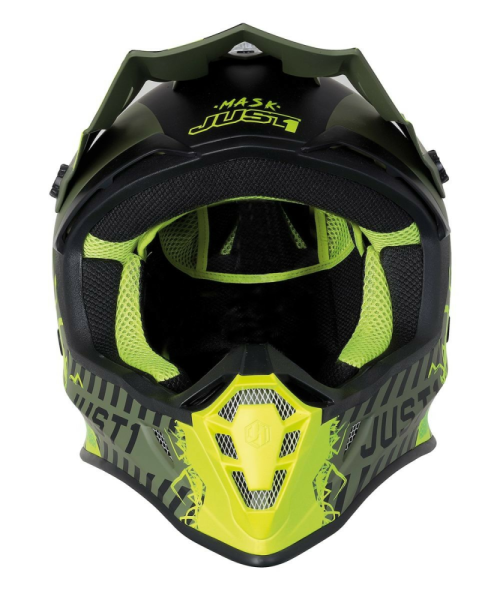 Casca JUST1 J38 Mask Fluo Yellow/Black/Army Green-1