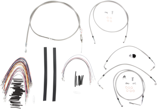 Complete Stainless Braided Handlebar Cable/brake Line Kit Silver-0