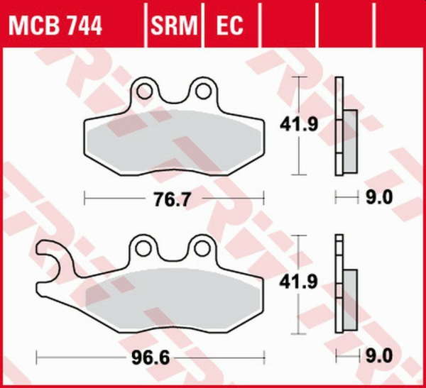 Placute frana fata TRW Organice APRILIA SPORTCITY 2T 50 '08 -'13/SPORTCITY 125 '05 -'13/SR 125/300 '10 -/DERBI BOULEVARD 50/125 '08 -'17/PEUGEOT CITYSTAR 50 '14 -/PIAGGIO FLY 50 2T / 4T '05 -'12/LIBERTY 50 2T / 4T '09 -'15