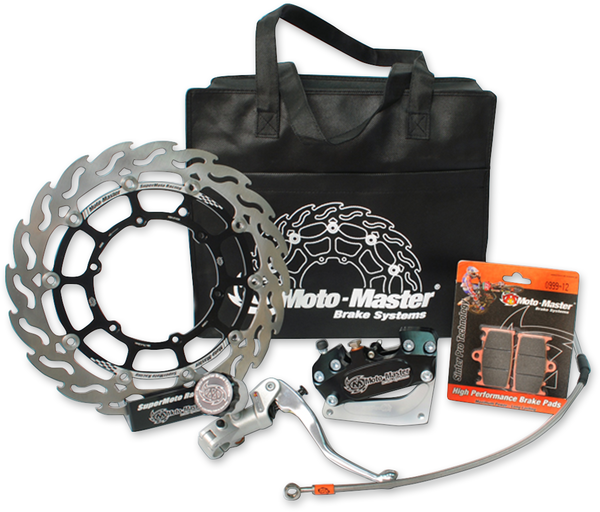 Supermoto Racing Brake Kit 300mm Black, Silver, Stainless Steel