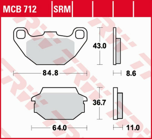 Placute frana fata TRW Organice KAWASAKI KFX 50/90 '07 -/SYM JOYRIDE 125/150 '01 -'07/KYMCO PEOPLE 50 2T '00 -'17/4T '07 -'17/PEOPLE 125 '01 - '16/PEOPLE 200 '05 -'15/AGILITY 50 '06 -