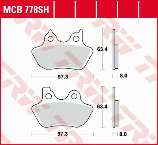 Placute frana spate TRW Sinterizate STREET XL 883 '99-'03/ XL 1200 '00-'03/FLHRI / FLSTC / FXD 1450 '99-'07/ FLHRC / FLHX / FXDL 1584 '06-'07