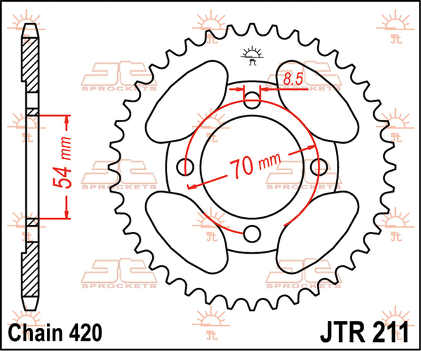 JT SPROCKETS Rear Sprocket Natural -0