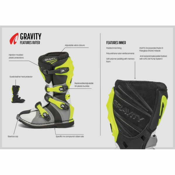 Cizme Forma Enduro Copii Gravity Gri/Alb/Galben Fluo FORC550-159878-0