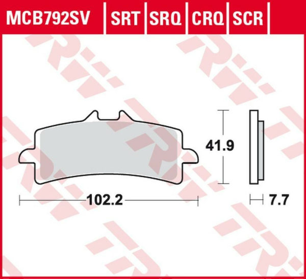 Placute frana fata TRW Sinterizate ROAD / TRACK DUCATI V4 1000 PANIGALE '19 -/MONSTER 1200 '16 -/MULTISTRADA 1260 '18 -/ KTM DUKE 690 '13 -'20/SUZUKI GSX-R 600/750 '11 - ' 16/TRIUMPH DAYTONA 675 '11 -'16/HUSQVARNA NUDA 900 '12 -'14