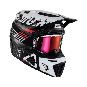 Casca Leatt 9.5 Carbon V23 White/Black (Ochelari Velocity 6.5 Iriz Cadou)